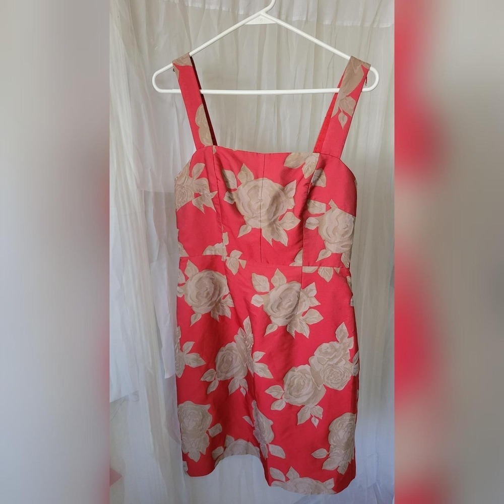 J Crew Collection Size 10 Hailey Desert Rose Dress Sheath Red Beige Cocktail